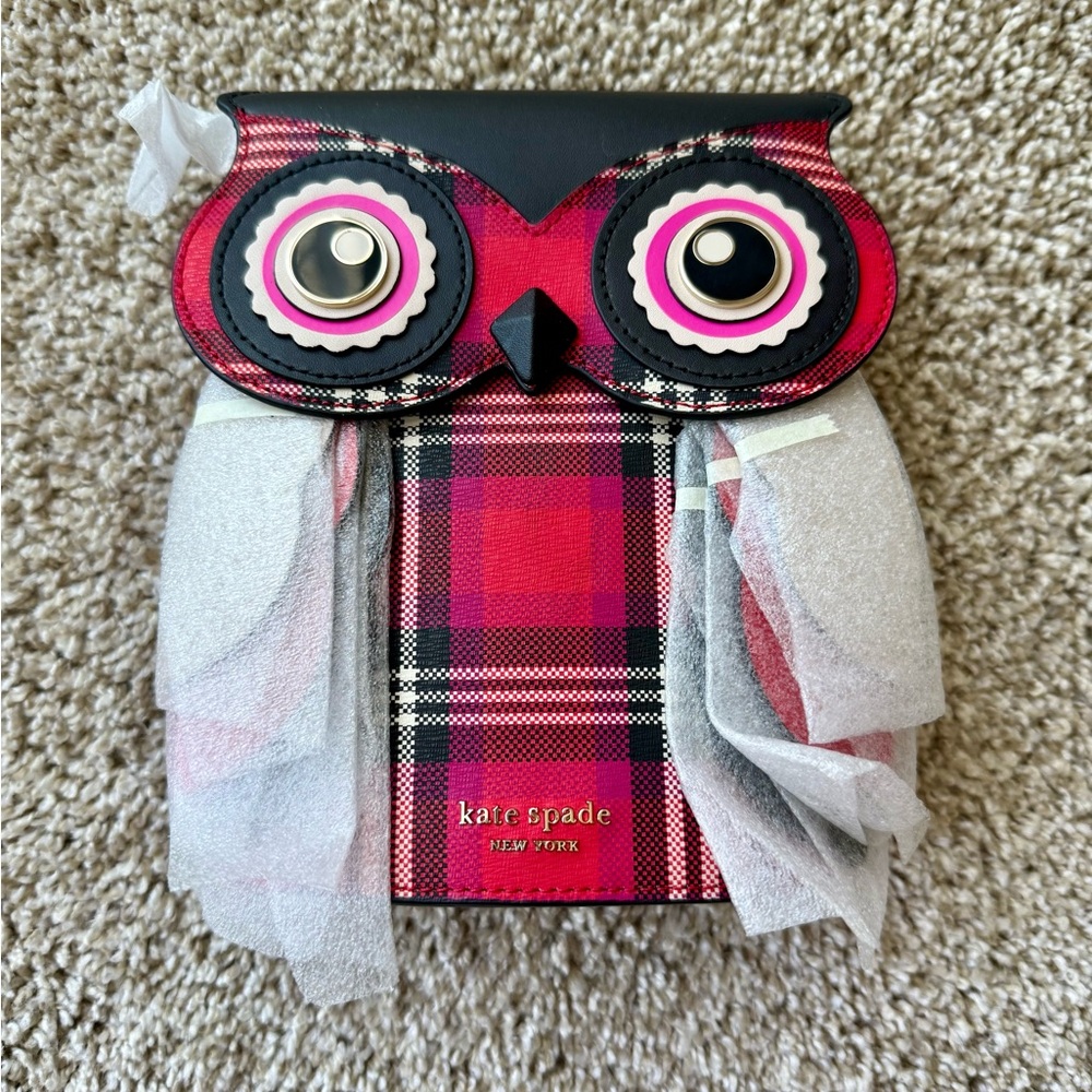 Kate Spade Blinx Plaid Owl Crossbody Bag